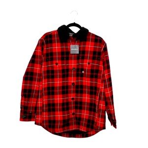 Eddie Bauer NWT Red & Black Plaid Lined Flannel Size: M